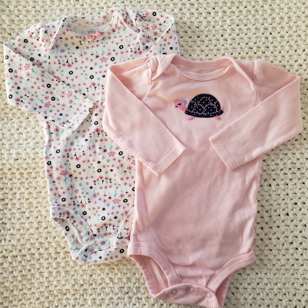 Set of 2 baby girl long sleeve onesies 6-9M